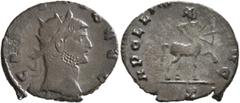 Roman Imperial Gallienus, 253-268. Antoninianus (Bronze, 20 mm, 2.47 g, 12 h), Rome, 267-268. GALLIENVS AVG Radiate head of Gallienus to right. Rev. APOLLIN[I CONS] AVG / Z Centaur walking left, drawi
