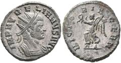 Roman Imperial Aurelian, 270-275. Antoninianus (Silvered bronze, 22 mm, 3.76 g, 4 h), Cyzicus, 271. IMP AVRELIANVS AVG Radiate and cuirassed bust of Aurelian to right. Rev. VICTORIA GERN (sic!) Victor