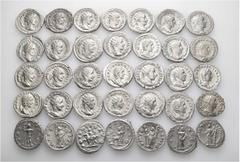 Group Lots A lot containing 35 silver coins. Including: Antoniniani of Gordian III (13), Philip I (7), Philip II (2), Otacilia Severa (2), Trajan Decius (8), Herennia Etruscilla (3). Very fine to extr
