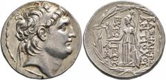Greek SELEUKID KINGS OF SYRIA. Antiochos VII Euergetes (Sidetes), 138-129 BC. Tetradrachm (Silver, 30 mm, 16.79 g, 1 h), Antiochia on the Orontes. Diademed head of Antiochos VII to right. Rev. ΒΑΣΙΛΕΩ
