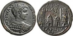 Roman Provincial PAPHLAGONIA. Gangra-Germanicopolis. Caracalla, 198-217. Tetrassarion (Orichalcum, 30 mm, 15.46 g, 6 h). AYT•K•M•AYP• ANTΩNINOC Laureate and cuirassed bust of Caracalla to right, seen 
