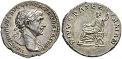 Roman Imperial Trajan, 98-117. Denarius (Silver, 19 mm, 2.93 g, 7 h), Rome, 112-113. IMP TRAIANVS AVG GER DAC P M TR P COS VI P P Laureate head of Trajan to right, with slight drapery on his left shou