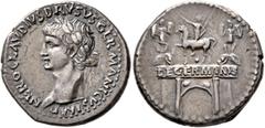 Roman Imperial Nero Claudius Drusus, died 9 BC. Denarius (Silver, 19 mm, 3.75 g, 12 h), Lugdunum, struck under Claudius, circa 41-42. NERO CLAVDIVS DRVSVS GERMANICVS IMP Head of Nero Claudius Drusus t