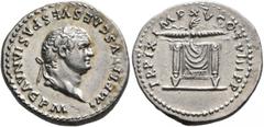 Roman Imperial Titus, 79-81. Denarius (Silver, 20 mm, 3.52 g, 5 h), Rome, 1 January-30 June 80. IMP TITVS CAES VESPASIAN AVG P M Laureate head of Titus to right. Rev. TR P IX IMP XV COS VIII P P Winge