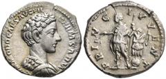 Roman Imperial Commodus, as Caesar, 166-177. Denarius (Silver, 18 mm, 3.48 g, 12 h), Rome, 175-176. COMMODO CAES AVG FIL GERM SARM Bare-headed and cuirassed bust of Commodus to right, seen from behind