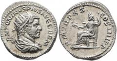 Roman Imperial Caracalla, 198-217. Antoninianus (Silver, 23 mm, 5.39 g, 1 h), Rome, 217. ANTONINVS PIVS AVG GERM Radiate, draped and cuirassed bust of Caracalla to right, seen from behind. Rev. P M TR
