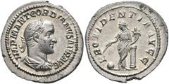 Roman Imperial Gordian II, 238. Denarius (Silver, 21 mm, 2.89 g, 6 h), Rome, March-April 238. IMP M ANT GORDIANVS AFR AVG Laureate, draped and cuirassed bust of Gordian II to right, seen from behind. 