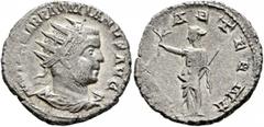 Roman Imperial Pacatian, usurper, circa 248-249. Antoninianus (Silver, 22 mm, 4.68 g, 7 h), Viminacium. IMP TI CL MAR PACATIANVS AVG Radiate, draped and cuirassed bust of Pacatian to right, seen from 