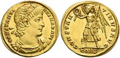 Roman Imperial Constantine I, 307/310-337. Solidus (Gold, 20 mm, 4.41 g, 6 h), Constantinopolis, late 335-336. CONSTANTI-NVS MAX AVG Rosette-diademed, draped and cuirassed bust of Constantine I to rig