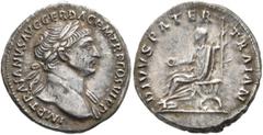 Roman Imperial Trajan, 98-117. Denarius (Silver, 19 mm, 3.21 g, 7 h), Rome, 112-113. IMP TRAIANVS AVG GER DAC P M TR P COS VI P P Laureate head of Trajan to right, with slight drapery on his left shou