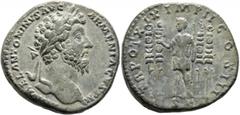 Roman Imperial Marcus Aurelius, 161-180. Sestertius (Orichalcum, 31 mm, 24.47 g, 11 h), Rome, 165. M AVREL ANTONINVS AVG ARMENIACVS P M Laureate head of Marcus Aurelius to right. Rev. TR POT XIX IMP I