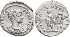 Roman Imperial Geta, as Caesar, 198-209. Denarius (Silver, 18 mm, 2.39 g, 1 h), Rome, 201-202. P SEPT GETA CAES PONT Bare-headed and draped bust of Geta to right, seen from behind. Rev. PRINC•IVVENTVT