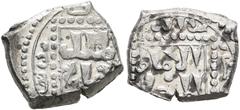 Early Medieval & Islamic CRUSADERS. Crusader Imitations of Islamic Dirhams. Half Dirham (Silver, 11 mm, 1.19 g, 1 h), imitating an Ayyubid half dirham from Dimashq, citing the deceased Ayyubid al-Sali