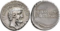 Roman Republican & Imperatorial Mark Antony, 44-30 BC. Denarius (Silver, 20 mm, 3.81 g, 10 h), with M. Junius Silanus, quaestor pro consule. Military mint moving with Antony, probably Athens, summer 3