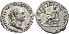 Roman Imperial Titus, 79-81. Denarius (Silver, 19 mm, 3.54 g, 5 h), Rome, 79. IMP TITVS CAES VESPASIAN AVG P M Laureate head of Titus to right. Rev. TR P VIIII IMP XIIII COS VII P P Ceres seated to le