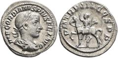 Roman Imperial Gordian III, 238-244. Denarius (Silver, 20 mm, 2.71 g, 5 h), Rome, 240. IMP GORDIANVS PIVS FEL AVG Laureate, draped and cuirassed bust of Gordian III to right, seen from behind. Rev. P 