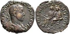 Roman Imperial Philip II, 247-249. Sestertius (Orichalcum, 28 mm, 15.21 g, 12 h), Rome. IMP M IVL PHILIPPVS AVG Laureate, draped and cuirassed bust of Philip II to right, seen from behind. Rev. LIBERA