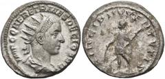Roman Imperial Herennius Etruscus, 251. Antoninianus (Silver, 21 mm, 3.23 g, 12 h), Rome, June-July 251. IMP C Q HER ETR MES DECIO AVG Radiate, draped and cuirassed bust of Herennius Etruscus to right