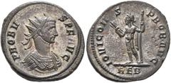 Roman Imperial Probus, 276-282. Antoninianus (Silvered bronze, 21 mm, 4.18 g, 12 h), Rome, 282. PROBVS P F AVG Radiate and cuirassed bust of Probus to right. Rev. IOVI CONS PROB AVG / REB Jupiter stan