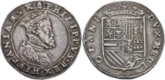 Italy ITALY. Milano (Duchi). Filippo II di Spagna, 1554-1598. Mezzo Scudo (Silver, 32 mm, 17.77 g, 5 h). (Small mitred head) PHILIPPVS REX HISPANIARVM Crowned bust of Philipp II to right. Rev. DVX MED