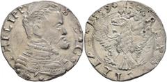 Italy ITALY. Sicilia (Regno). Filippo II di Spagna, 1554-1598. 4 Tari 1559 (Silver, 32 mm, 11.74 g, 7 h), Messina PHILIPPVS D G Cuirassed bust of Philipp II to right. Rev. REX SICILIAE 1559 Crowned ea