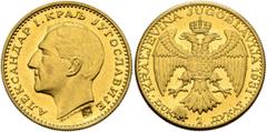 Yugoslavia YUGOSLAVIA. Kraljevina (Kingdom). Aleksandar I Karađorđević, 1921/9-1934. Ducat 1931 (Gold, 20 mm, 3.48 g, 12 h). ΑΛΕΚCΑΗΔΑΡ I. ΚΡΑΛ JΥΓΟCΔΑΒИJΕ Head of Alexander I to left, countermark cor