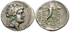 Greek Coins Seleukid Kingdom. Demetrios II Nikator. First reign, 146-138 B.C. AR drachm (17 mm, 3.45 g, 12 h). ?? mint in Syria or Phoenicia, S.E. 170 (143/2 B.C.). Diademed head of Demetrios II right
