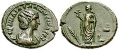 Roman Provincial Coins Egypt, Alexandria. Salonina. Augusta, A.D. 254-268. Æ tetradrachm (24 mm, 8.90 g, 12 h). RY 14 of Gallienus (A.D. 266/7). Diademed and draped bust of Salonina right / Elpis walk