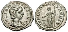 Roman Imperial Coins Julia Mamaea. Augusta, A.D. 222-235. AR denarius (20 mm, 3.10 g, 12 h). Rome, under Severus Alexander, A.D. 222. IVLIA MAMAEA AVG, draped bust of Julia Mamaea right / IVNO CONSERV