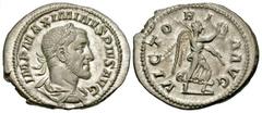 Roman Imperial Coins Maximinus I 'Thrax'. A.D. 235-238. AR denarius (21 mm, 3.83 g, 6 h). Rome, A.D. 236. IMP MAXIMINVS PIVS AVG, laureate, draped and cuirassed bust of Maximinus I right / VICTORI-A A