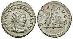 Roman Imperial Coins Valerian I. A.D. 253-260. BI antoninianus (22 mm, 3.48 g, 12 h). Samosata, A.D. 255/6. IMP C P LIC VALERIANVS AVG, radiate, draped and cuirassed bust of Valerian I right / PIETAS 