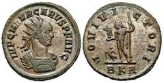 Roman Imperial Coins Carus. A.D. 282-283. Æ antoninianus (21 mm, 3.93 g, 6 h). Rome. IMP C M AVR CARVS P F AVG, radiate and cuirassed bust of Carus right / IOVI VI-CTORI, Jupiter standing facing, head