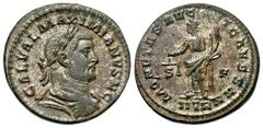 Roman Imperial Coins Galerius. As Caesar, A.D. 293-305. Æ follis (28 mm, 9.69 g, 6 h). Treveri, A.D. 302/3. GAL VAL MAXIMIANVS N C, laureate, draped and cuirassed bust of Galerius right / MONETA S AVG