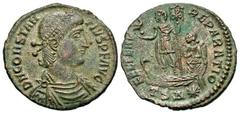 Roman Imperial Coins Constantius II. A.D. 337-361. Æ centenionalis (23 mm, 5.19 g, 4 h). Thessalonica, A.D. 348-350. D N CONSTAN-TIVS P F AVG, diademed, draped and cuirassed bust of Constantius II rig