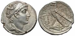 Greek Coins Seleukid Kingdom. Demetrios II Nikator. First reign, 146-138 B.C. AR tetradrachm (26 mm, 14.09 g, 11 h). Tyre, S.E. 167 (146/5 B.C.). Diademed and draped bust of Demetrios II right / ΒΑΣΙΛ