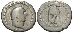 Roman Imperial Coins Vitellius. A.D. 69. AR denarius (18 mm, 2.91 g, 7 h). Rome. A VITELLIVS GERM IMP AVG TR P, laureate head of Vitellius right / XV VIR SACR FAC, tripod-lebes; above, dolphin to righ