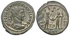 Roman Imperial Coins Numerian. As Caesar, A.D. 282-283. Æ antonininanus (21 mm, 3.84 g, 5 h). Tripolis. IMP C M AVR NVMERIANVS NOB C, radiate, draped and cuirassed bust of Numerian right / VIRTVS AV-G