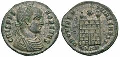 Roman Imperial Coins Crispus. Caesar, A.D. 317-326. Æ follis (18 mm, 2.76 g, 12 h). Heraclea, A.D. 325/6. CRISPVS NOB CAES, laureate, draped and cuirassed bust of Crispus right / PROVIDEN-TIAE CAESS, 
