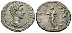 Roman Imperial Coins Commodus. As Caesar, A.D. 166-177. AR denarius (19 mm, 3.01 g, 6 h). Rome, under Marcus Aurelius, A.D 175/6. COMMODO CAES A[VG] FIL GERM SARM, bare-headed and draped bust of Commo
