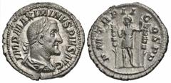 Roman Imperial Coins Maximinus I 'Thrax'. A.D. 235-238. AR denarius (19 mm, 3.56 g, 6 h). Rome, A.D. 236. IMP MAXIMINVS PIVS AVG, laureate, draped and cuirassed bust of Maximinus I right / P M TR P II