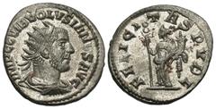 Roman Imperial Coins Volusian. A.D. 251-253. AR antoninianus (20 mm, 4.54 g, 11 h). Antioch. IMP C C VIB VOLVSIANVS AVG, radiate, draped and cuirassed bust of Volusian right / FELICI-TAS PVBL, Felicit