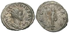 Roman Imperial Coins Claudius II Gothicus. A.D. 268-270. BI antoninianus (22 mm, 4.14 g, 5 h). Antioch, A.D. 268/9. IMP C CLAVDIVS AVG, radiate, draped and cuirassed bust of Claudius II right / SALV-S
