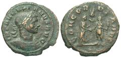 Roman Imperial Coins Aurelian. A.D. 270-275. Æ as (26 mm, 6.45 g, 12 h). Rome, A.D. 275. IMP AVRELIANVS AVG, laureate and cuirassed bust of Aurelian right / CONCOR-DIA AVG, Severina standing right, fa