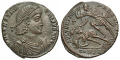 Roman Imperial Coins Constantius II. A.D. 337-361. Æ centenionalis (22 mm, 5.73 g, 6 h). Constantinople, A.D. 348-351. D N CONSTAN-TIVS P F AVG, diademed, draped and cuirassed bust of Constantius II r