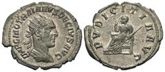 Roman Imperial Coins Trajan Decius. A.D. 249-251. AR antoninianus (24 mm, 4.41 g, 6 h). Antioch. IMP C M Q TRAIANVS DECIVS AVG, radiate, draped and cuirassed bust of Trajan Decius / PVDICITIA AVG, Pud
