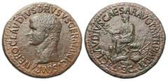 Roman Imperial Coins Nero Claudius Drusus. Died 9 B.C. Æ sestertius. Rome, under Claudius, A.D. 42/3. NERO CLAVDIVS DRVSVS GERMANICVS IMP, bare head of Nero Claudius Drusus left / TI CLAVDIVS CAESAR A