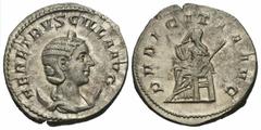 Roman Imperial Coins Herennia Etruscilla. Augusta, A.D. 249-251. AR antoninianus (21 mm, 4.37 g, 6 h). Rome, under Trajan Decius, A.D. 250. HER ETRVSCILLA AVG, diademed and draped bust of Herennia Etr