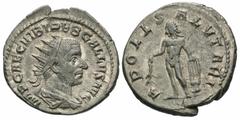 Roman Imperial Coins Trebonianus Gallus. A.D. 251-253. AR antoninianus (21 mm, 4.41 g, 7 h). Rome, A.D. 253. IMP CAE C VIB TREB GALLVS AVG, radiate, draped and cuirassed bust of Trebonianus Gallus rig