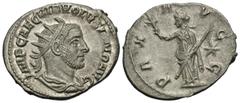 Roman Imperial Coins Volusian. A.D. 251-253. AR antoninianus (20 mm, 3.59 g, 7 h). Rome. IMP CAE C VIB VOLVSIANO AVG, radiate, draped, and cuirassed bust of Volusian right / PAX A-VGG, Pax standing fa