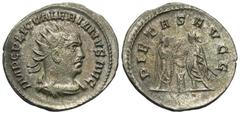 Roman Imperial Coins Valerian I. A.D. 253-260. BI antoninianus (23 mm, 3.45 g, 12 h). Samosata, A.D. 255/6. IMP C P LIC VALERIANVS AVG, radiate, draped and cuirassed bust of Valerian I right / PIETAS 